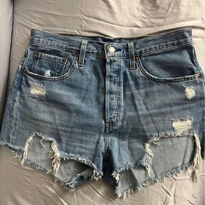 Levi's Blue Distressed Jean Shorts Size 31
